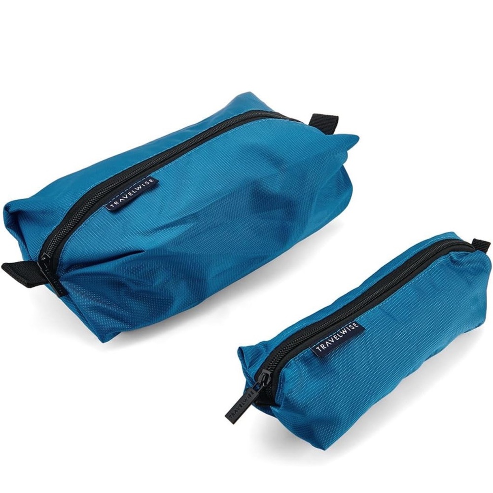 TravelWise 2 Piece Wrap Around Zip Toiletry Bag Set, Large and Small NWT